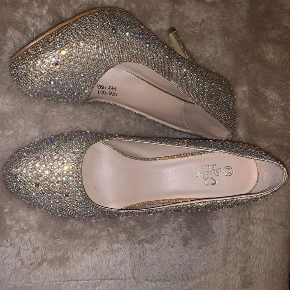 Gold Jeweled High Heels